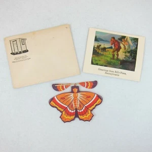 Vintage 1930s Bills Place PA Souvenir Mechanical Paper Butterfly Card & Envelope - Picture 1 of 12