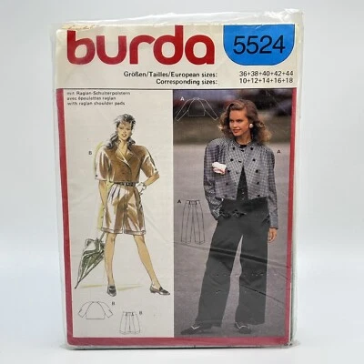 Burda 5524 Misses Cropped Jacket Pants Shorts Suit SZ 10-18 UNCUT - Image 1 of 2