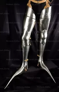 Set gambe gotiche cavaliere medievale con armatura sabatoni protezione gambe costume LARP - Foto 1 di 7