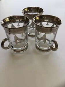 DREI SILBERNE TÜRKISCHE KAFFEE/TEEGLÄSER MIT SILBERNEM SWAG UND GRIFFEN (3er Set) - Bild 1 von 11