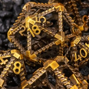 Sage's Draconic Prison Bronze Cage Hollow Metal Polyhedral Dice Set DnD TTRPG - Picture 1 of 13