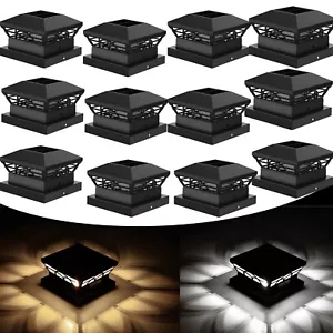 1-12x LED Solarleuchte Solarkappe für Doppelstabmattenzaun 4/5/ 6'' Pfostenkappe - Bild 1 von 20