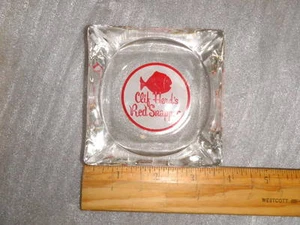 Vintage Clif Herd's Red Snapper Glash Ashtray Nice EUC Square smoke ash art - Picture 1 of 1