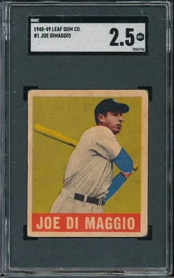 1948 Leaf Joe DiMaggio #1 SGC 2.5 - NY Yankees - centering - Image 1 of 3