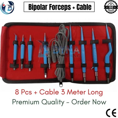 Juego de 8 pinzas bipolares electroeuropeas + cable reutilizable con bolsa Premium CE Foto 1 de 4