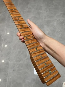 Collo chitarra elettrica AAAA 22Frets acciaio inox satinato fai da te fiamma tostata acero - Foto 1 di 10
