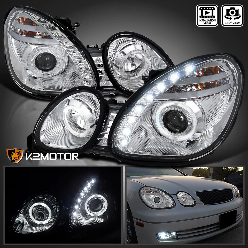Fits 1998-2005 Lexus GS300 GS400 LED Halo Projector Headlights Lamps Left+Right Foto 1 de 4