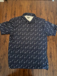Straight Down Performance Men's L Polo Shirt Blue Mermaid Print AOP - Picture 1 of 7