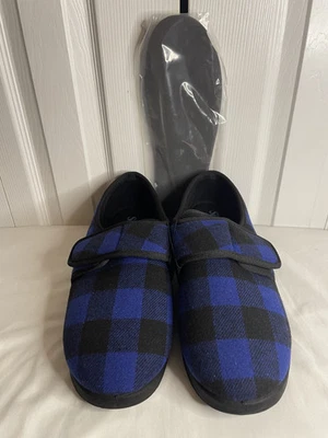 Zapatillas ajustables suaves Silverts para hombre 13 azul marino/negro a cuadros de búfalo Foto 1 de 2