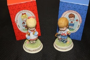 Lot of 2 Avon 1986 boy and girl porcelain figurines School Days and My ABCs - Picture 1 of 9