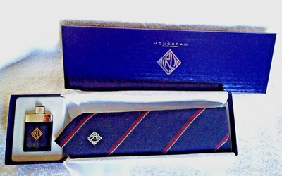 R. Lauren of CHAPS fame ~ *** MONOGRAM *** ~ 1/4 fl. oz. COLOGNE & TIE BOXED SET - Image 1 of 4