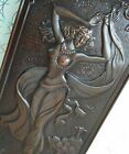 Young Woman Beauty East Barefoot hammered bas relief plaque Copper Embossed Vtg