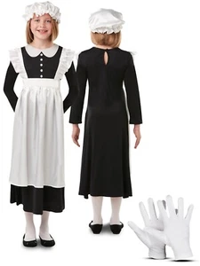 Child Kids Victorian Maid Poor Village Girls Book Day Week Fancy Dress Costume - Picture 1 of 4