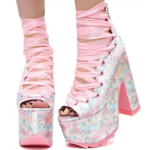 YRU x Sanrio Little Twin Stars Chunky Platform Ballet Bae High Heels Size 10 - Picture 1 of 11