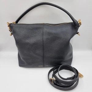 Oroton Lilly Black Genuine Leather Zip Top Crossbody Shoulder Bag Purse Designer - Picture 1 of 10
