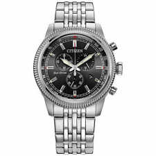 Citizen ECO DRIVE Chronograph Black Dial Mens Watch AT2461-51E New In Box