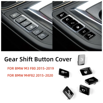 6X Black Gear Shift Button Cover For BMW M3 F80 M4 F82 2015-2020 Car Accessories Foto 1 de 4