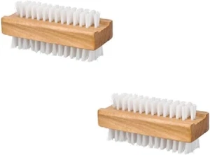 2 x UK Beechwood Wooden Nail Brush with Firm Cactus Bristle - Picture 1 of 4