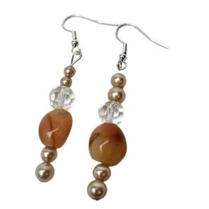 Pink pearl Disco Ball Jasper earrings - Picture 1 of 2