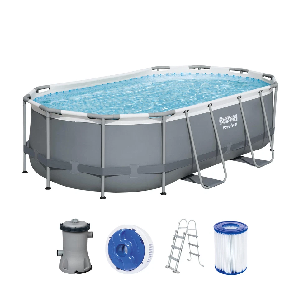 Bestway® Power Steel™ Frame Pool Set mit Filterpumpe 427 x 250 x 100 cm , grau - Bild 1 von 1