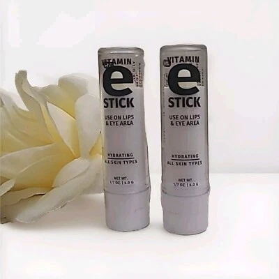 Bálsamo labial Reviva Labs Vitamin E Stick todos os tipos de pele E óleo 1/7 oz -4,o G pacote com 2 - Imagem 1 de 4