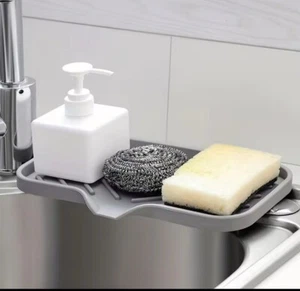 Silicone Sink Tray with Drain – Soap & Sponge Holder Organizer for Kitchen Count - Picture 1 of 4