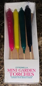 Mini antorchas de jardín Citronela juego de velas de 4 colores NUEVO rosa rojo amarillo verde azul - Imagen 1 de 2