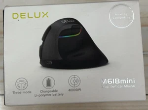DELUX Rechargeable Bluetooth 4000DPI Ergonomic Vertical 2.4G Wireless Mouse PC - Picture 1 of 3