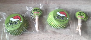 Grinch Motiv Muffin Form Cupcake Papier Backform 24 Förmchen + 24 Stecker Xmas - Bild 1 von 6