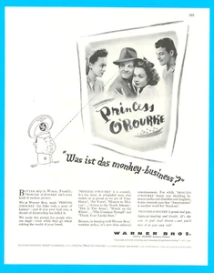 1943 WWII WARNER BROS. movie Princess O'Rourke PRINT AD wartime Jane Wyman war - Picture 1 of 4