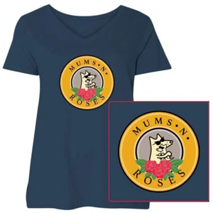 Teddy the Dog T Shirt Mums N Roses Ladies Curvy V Neck Tee Ltd Ed Mothers Day - Picture 1 of 5