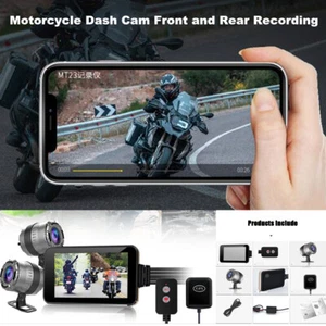 Cámara de tablero de motocicleta cámara frontal y trasera grabación 140° GPS Wifi impermeable - Imagen 1 de 12