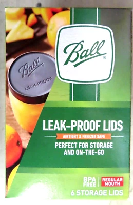 Ball Regular Mouth Leak Proof Lids  Airtight & Freezer safe, BPA Free Pack of 6 - Image 1 of 2