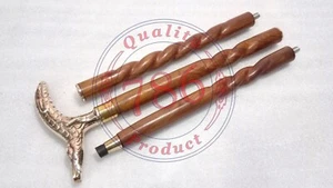 Brass Designer Victorian Handle Wooden Vintage Walking Cane Antique Style Stick - Picture 1 of 4