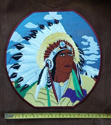 Chaqueta de Motocicleta Jefe Indio Nativo Americano Años 80 Chaleco Motociclista Parche Trasero Foto 1 de 4