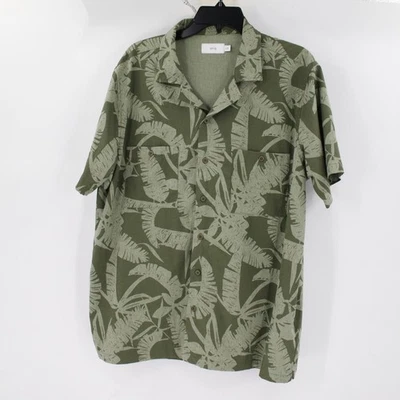 Camisa Onia Hombre Grande Cuello Campamento Elastizada Hojas Tonales Manga Corta Abotonada Foto 1 de 4