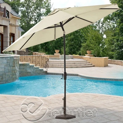 NEW 10' Aluminum Sunbrella Auto-Tilt Crank Patio Deck Commercial Market Umbrella - Image 1 of 2