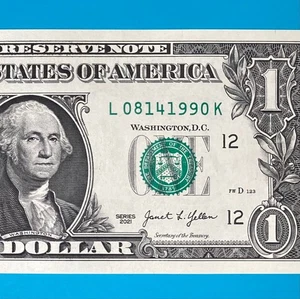 August 14, 1990 (L 08141990 K) BIRTHDAY Note $1 One Dollar Bill *UNC* - Picture 1 of 4