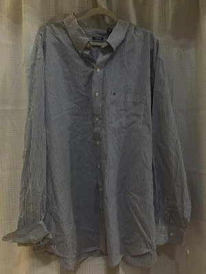 Camisa de vestir Izod Premium Essentials 3XLT manga larga blanco azul rayas para hombre  Foto 1 de 4