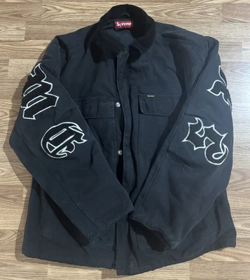 Chaqueta de trabajo Supreme Old English de lona - Talla XL - Negra *RARA* Foto 1 de 3