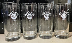 Vintage x 4 Tall Bacardi Rum Glasses 13 cm tall half pint size ideal gift - Picture 1 of 4
