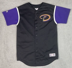 Vintage Majestic Jersey Arizona Diamondbacks Youth XL 38 Black Purple 90s Y2k - Picture 1 of 7