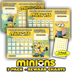 Gráficos de recompensas de Despicable Me Minions - Paquete de 3 - Buen comportamiento y aprendizaje temprano - Imagen 1 de 6