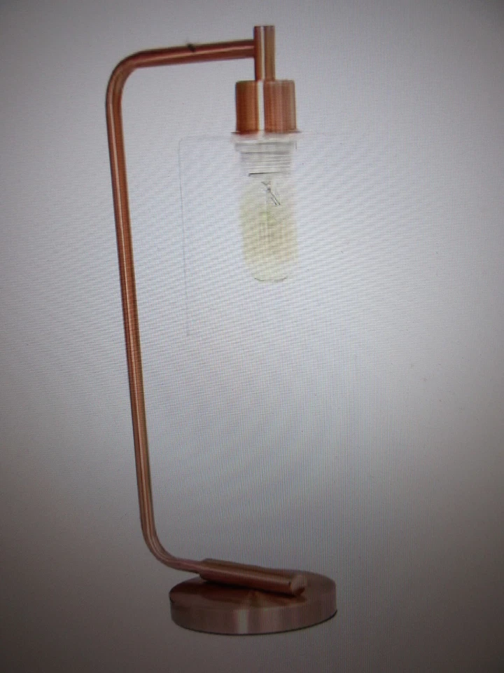 Simple Designs 19 in. Bronson Antique Style Rose Gold Iron Lantern Desk Lamp - Image 1 of 4