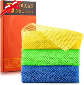 3 Pieces African Exfoliating Net African Net Long Net Bath Sponge Exfoliating Sh - Picture 1 of 7