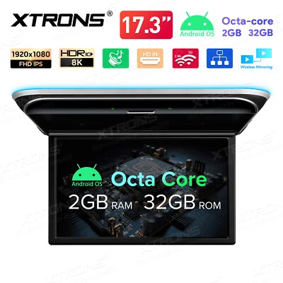 17.3" Car Roof Mount TV Player Flip Down Monitor IPS Screen 1080P HDMI 2+32GB  - Image 1 of 4