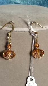 Crystal Bi Cone & Rondelle Bead Dangle Earrings. Handcrafted A~K~N Design - Picture 1 of 5