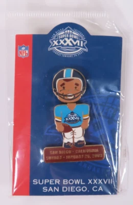 Prendedor de solapa de fútbol americano 2003 NFL Super Bowl XXXVII Raiders VS Buccaneers San Diego Foto 1 de 4