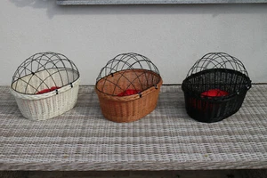 Cestino per Cani Cestino Bici per Cani con Griglia e Cuscino Cestino da Manubrio Cestino della Spesa Vimini - Foto 1 di 52