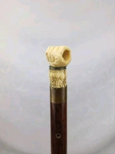RARO ANTIGUO ANTIGUO BASTÓN DE MANO TALLADO TEMPRANO MADERA SWAGGER PALO EXÓTICO PALO DE ROSA BRASILEÑO - Imagen 1 de 12